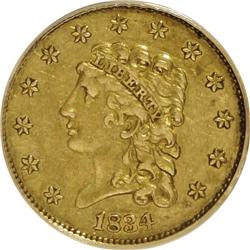 1834 $2 1/2 Classic AU53 ANACS. NGC Census: (120/1270)