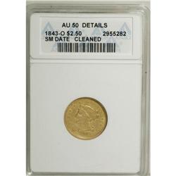 1843-O $2 1/2 Large Date, Plain 4--Cleaned--ANACS. A
