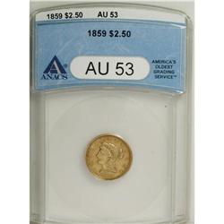 1859 $2 1/2 New Reverse, Type Two AU53 ANACS. NGC