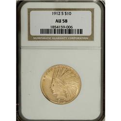 1912-S $10 AU58 NGC. NGC Census: (402/372). PCGS P