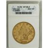 Image 1 : 1853 $20 --Cleaned--ANACS. AU50 Details. NGC Census