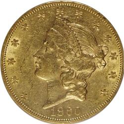 1860 $20 AU53 PCGS. PCGS Population (58/155). NGC Cens