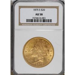 1875-S $20 AU58 NGC. NGC Census: (2538/1660). PCGS