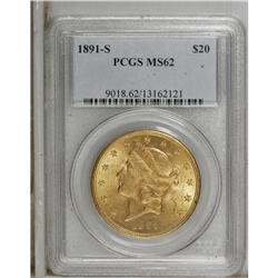 1891-S $20 MS62 PCGS. PCGS Population (1348/635).