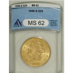 1898-S $20 MS62 ANACS. NGC Census: (12800/7636). P