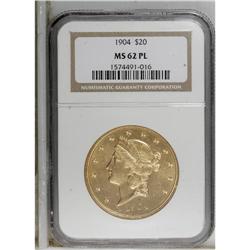 1904 $20 MS62 Prooflike NGC. NGC Census: (180/160)