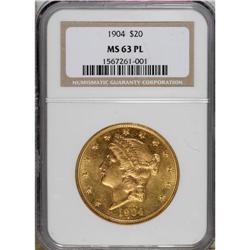 1904 $20 MS63 Prooflike NGC. NGC Census: (118/42).