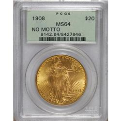 1908 $20 No Motto MS64 PCGS. PCGS Population (2257
