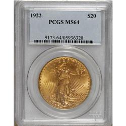 1922 $20 MS64 PCGS. PCGS Population (4668/943). NG