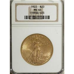 1922 $20 MS64 NGC. NGC Census: (5527/437). PCGS Po