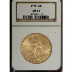 1924 $20 MS63 NGC. NGC Census: (156494/221710). PC