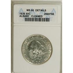 1936 50C Albany--Cleaned--ANACS. MS60 Details. NGC