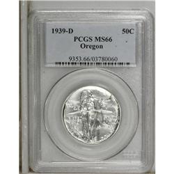 1939-D 50C Oregon MS66 PCGS. PCGS Population (298/