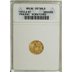 1915-S G$1 Panama-Pacific Gold Dollar--Scratched--AN