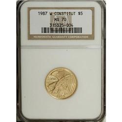 1987-W G$5 Constitution Gold Five Dollar MS70 NGC.