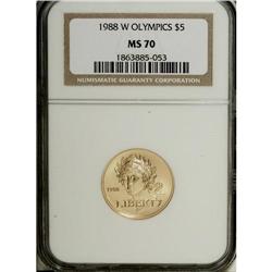 1988-W G$5 Olympic Gold Five Dollar MS70 NGC. NGC