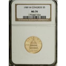 1989-W G$5 Congress Gold Five Dollar MS70 NGC. NGC