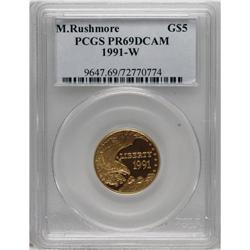 1991-W G$5 Mount Rushmore Gold Five Dollar PR69 Deep