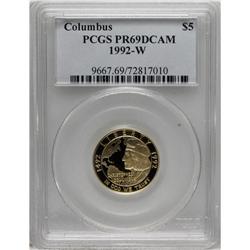 1992-W G$5 Columbus Gold Five Dollar PR69 Deep Cameo
