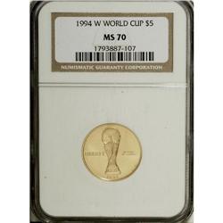 1994-W G$5 World Cup Gold Five Dollar MS70 NGC. NG
