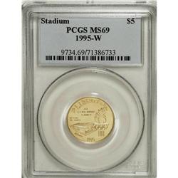 1995-W G$5 Olympic/Stadium Gold Five Dollar MS69 PCG