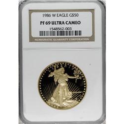 1986-W G$50 One-Ounce Gold Eagle PR69 Deep Cameo NGC