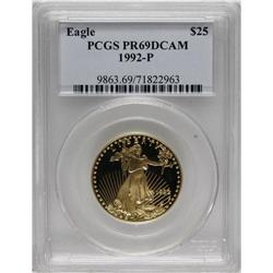 1992-P G$25 Half-Ounce Gold Eagle PR69 Deep Cameo PC