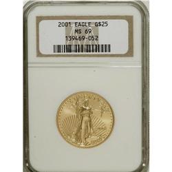 2001 G$25 Half-Ounce Gold Eagle MS69 NGC. NGC Cens