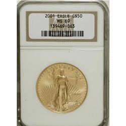 2001 G$50 One-Ounce Gold Eagle MS69 NGC. NGC Censu