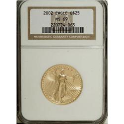 2002 G$25 Half-Ounce Gold Eagle MS69 NGC. NGC Cens