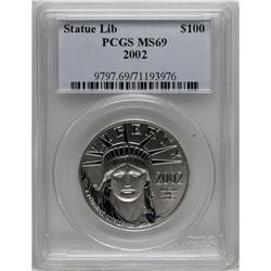 2002 P$100 One-Ounce Platinum Eagle MS69 PCGS. PCG