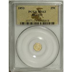 1853 25C Liberty Octagonal 25 Cents, BG-102, Low R.4