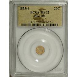 1855/4 25C Liberty Octagonal 25 Cents, BG-106, R.3,