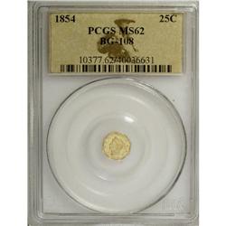1854 25C Liberty Octagonal 25 Cents, BG-108, Low R.4