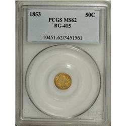 1853 50C Liberty Round 50 Cents, BG-415, Low R.5, MS