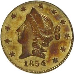 1854 50C Liberty Round 50 Cents, BG-431, Low R.5, MS62