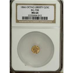 1866 25C Liberty Octagonal 25 Cents, BG-708, High R.