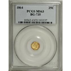 1864 25C Liberty Octagonal 25 Cents, BG-735, R.4, MS