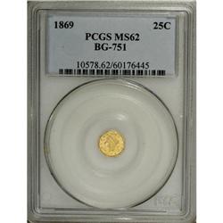 1869 25C Liberty Octagonal 25 Cents, BG-751, High R.