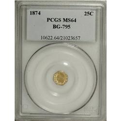 1874 25C Indian Octagonal 25 Cents, BG-795, R.3, MS6