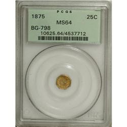 1875 25C Indian Octagonal 25 Cents, BG-798, Low R.5,