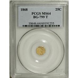 1868 25C Indian Octagonal 25 Cents, BG-799T, High R.