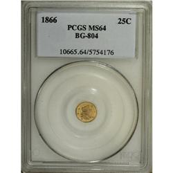 1866 25C Liberty Round 25 Cents, BG-804, R.4, MS64 P