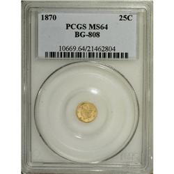 1870 25C Liberty Round 25 Cents, BG-808, R.3, MS64 P
