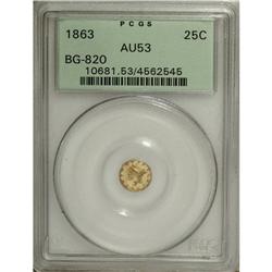 1863 25C Liberty Round 25 Cents, BG-820, R.5, AU53 P