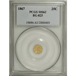 1867 25C Liberty Round 25 Cents, BG-825, R.4, MS62 P