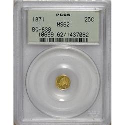 1871 25C Liberty Round 25 Cents, BG-838, R.2, MS62 P