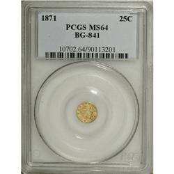 1871 25C Liberty Round 25 Cents, BG-841, R.4, MS64 P