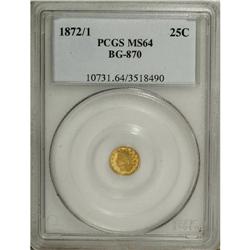 1872/1 25C Indian Round 25 Cents, BG-870, R.3, MS64