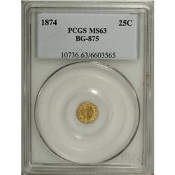 1874 25C Indian Round 25 Cents, BG-875, High R.4, MS